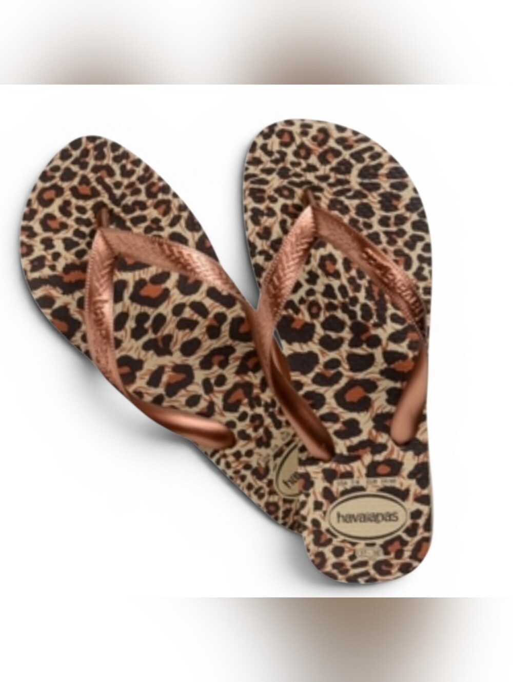 Havaianas 11/12 Top Animals Flip-Flops in a Leopard Print Pattern - Picture 2 of 7